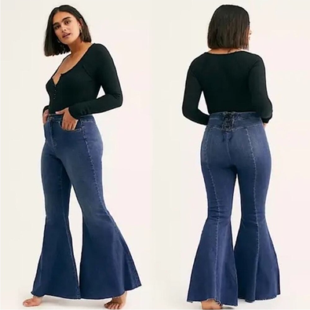 Free People Blue Flare & Wide Leg Jeans